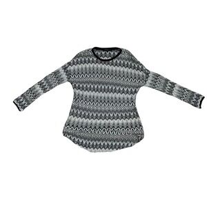 Generation Love Knit Tunic Top Chevron Pattern Long Sleeve Black White S